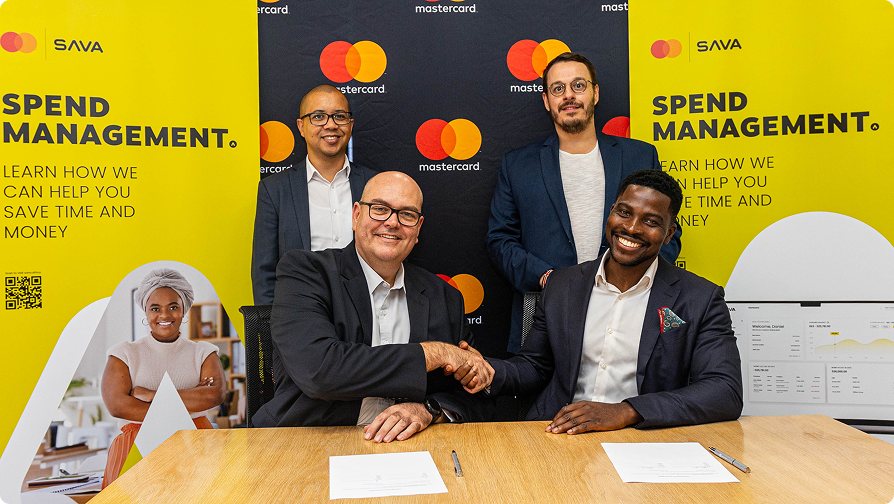 SAVA team members at partnership announcement with Mastercard