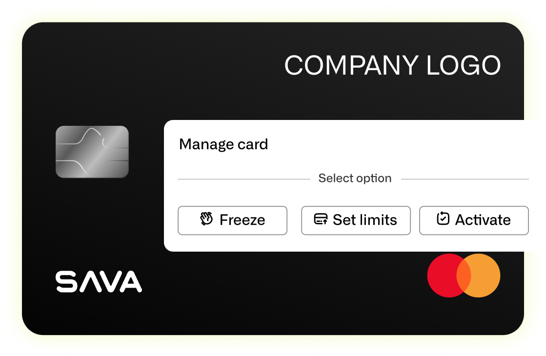 Card programs interface showing branded cards and payment features