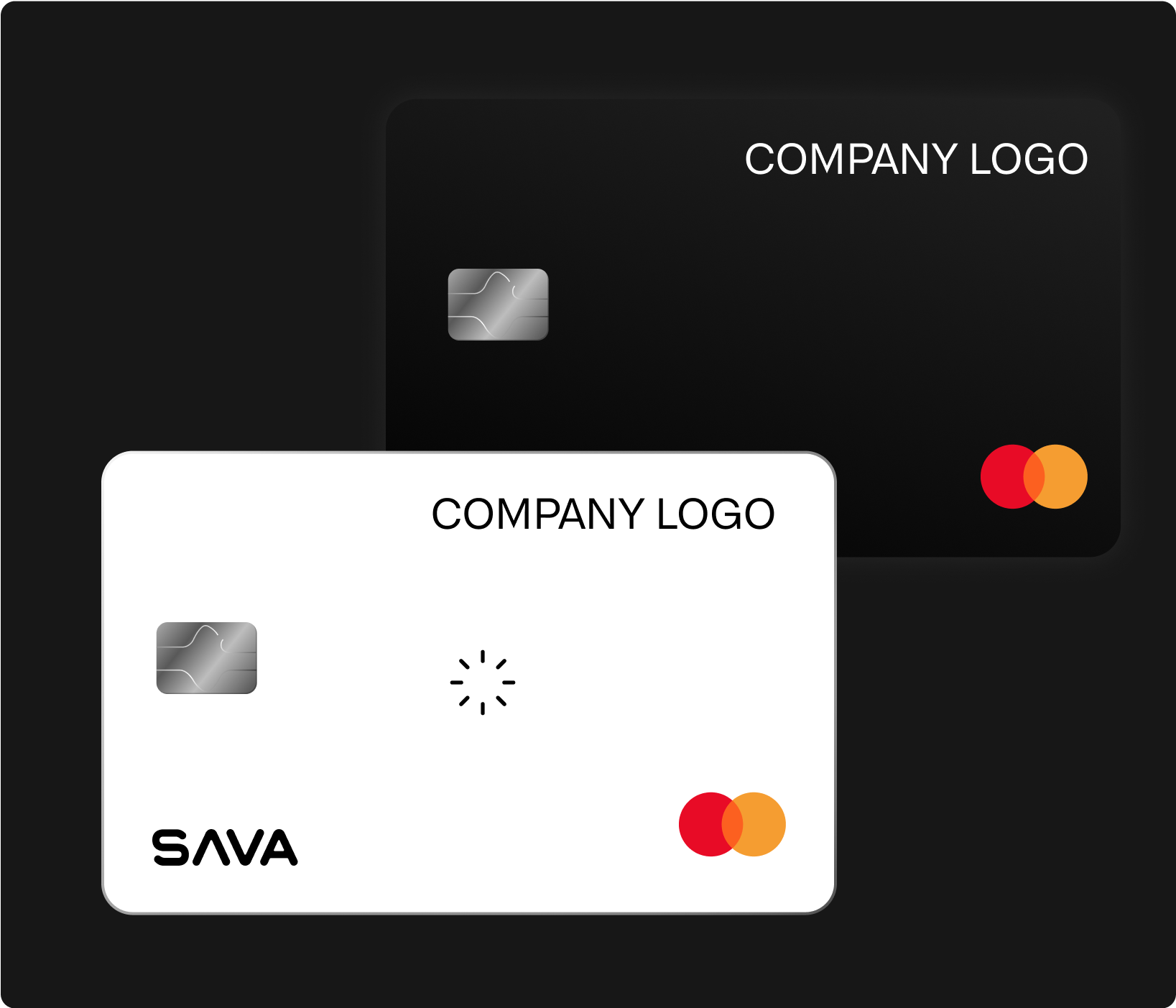 Digital banking interface showing layered cards and customer flow