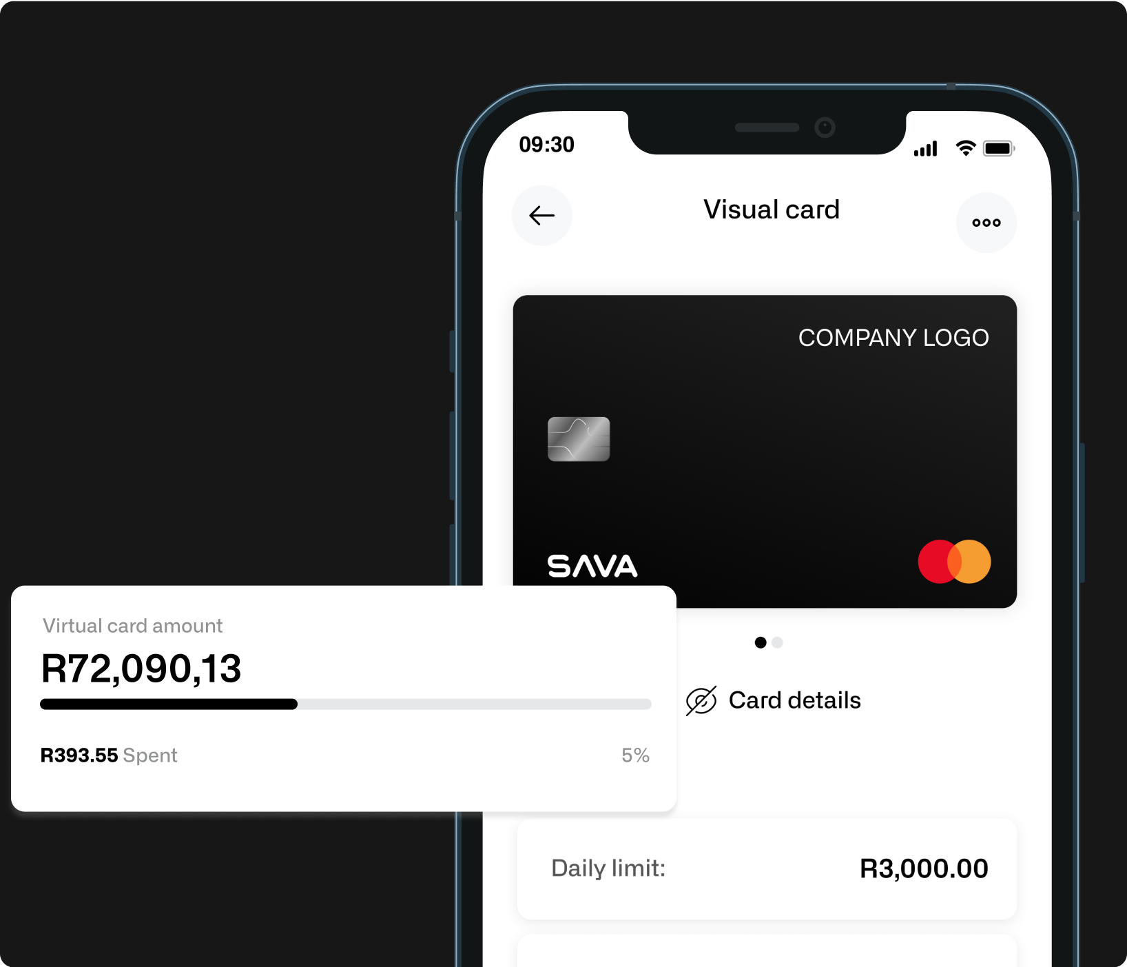 Digital banking interface showing layered cards and customer flow
