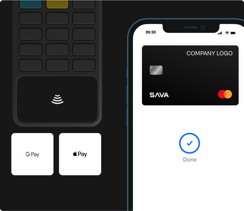 Digital banking interface showing layered cards and customer flow