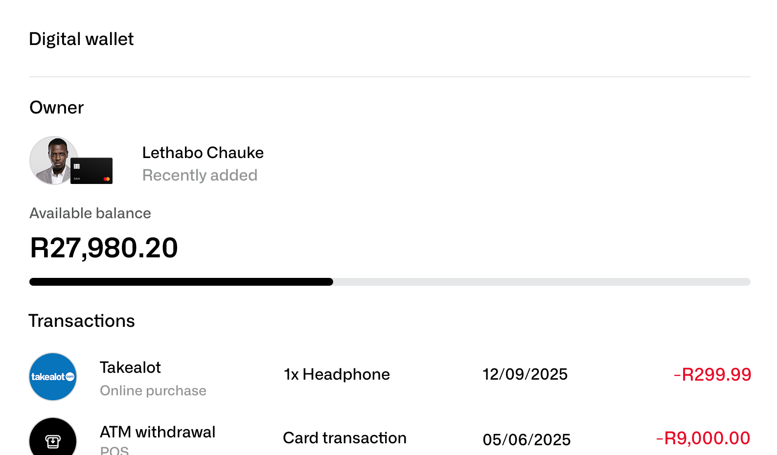 Business account interface showing employee salaries and balance