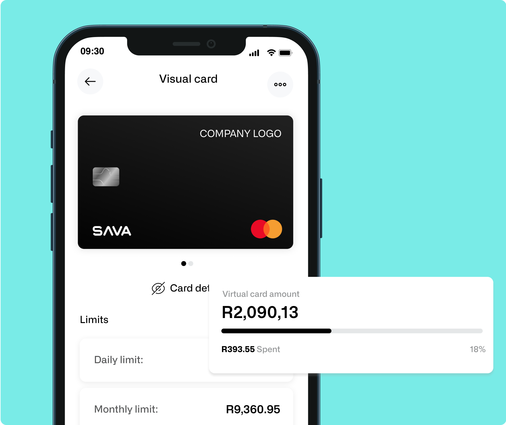Digital banking interface showing layered cards and customer flow