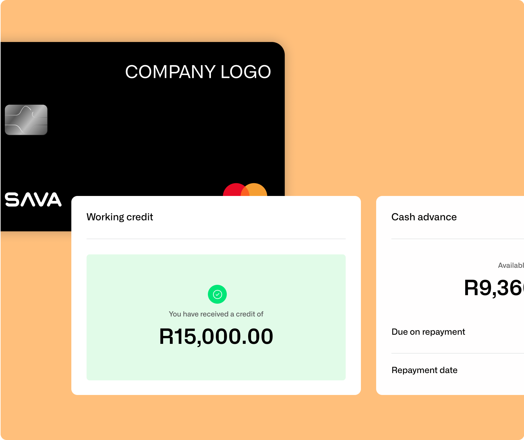 Digital banking interface showing layered cards and customer flow