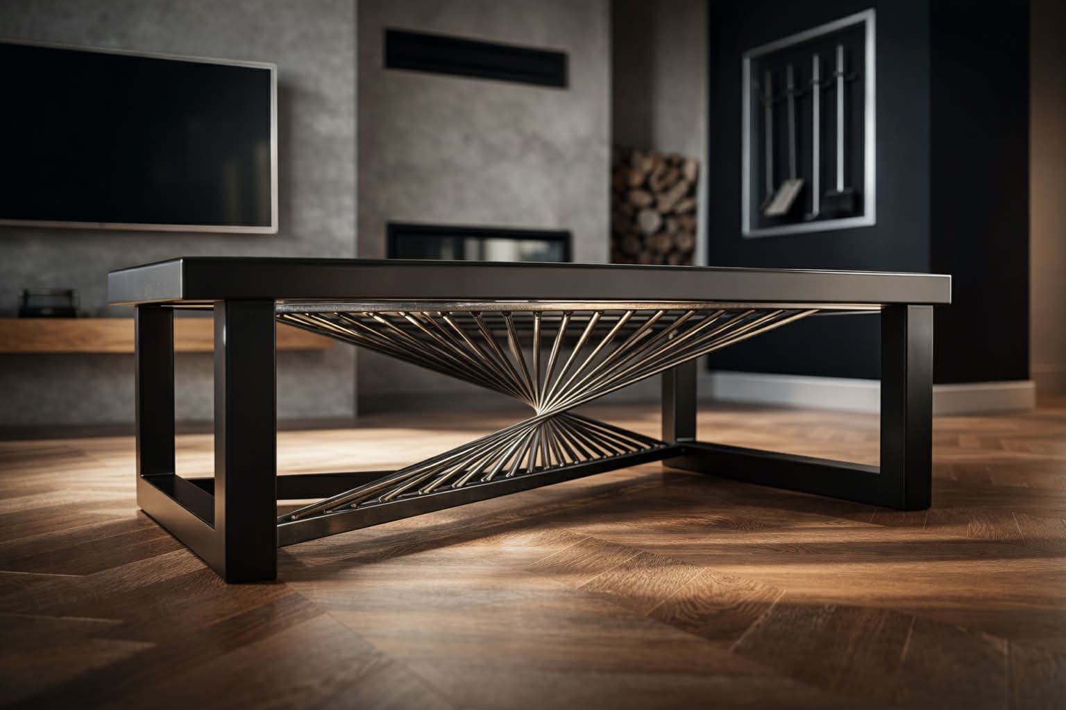 Table en acier et bois