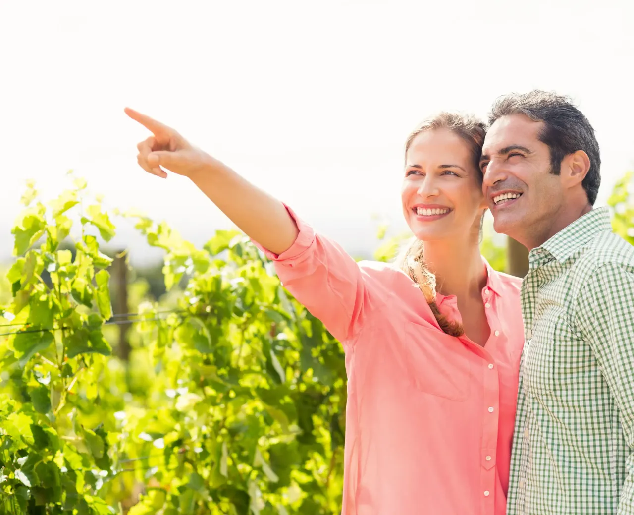 Happy couple in vineyard