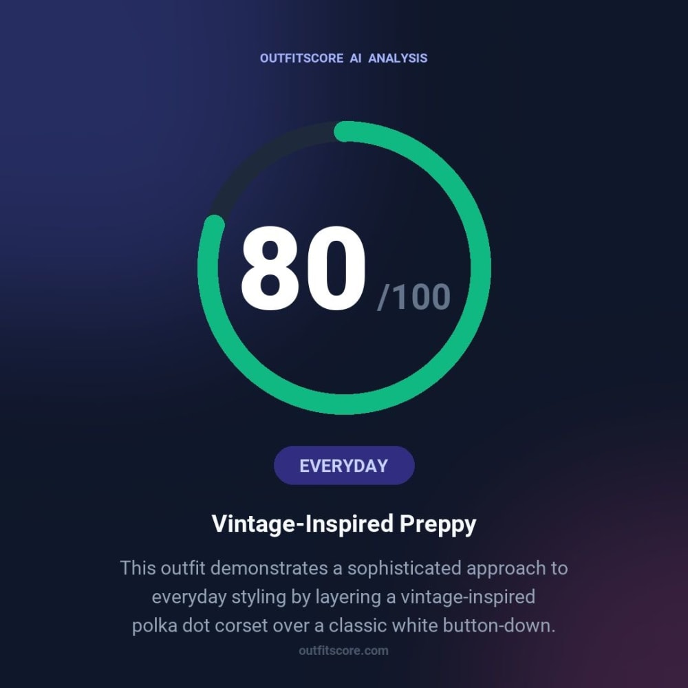 Everyday Vintage-Inspired Preppy outfit scored 80/100