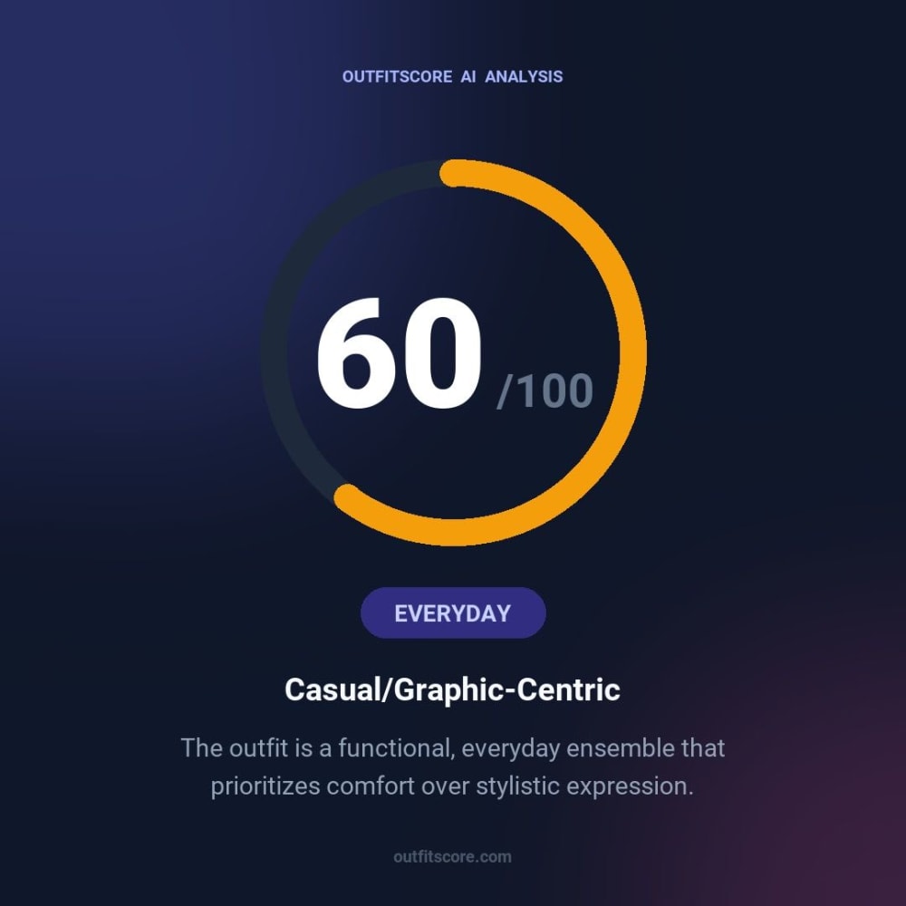 Everyday Casual/graphic-Centric outfit scored 60/100