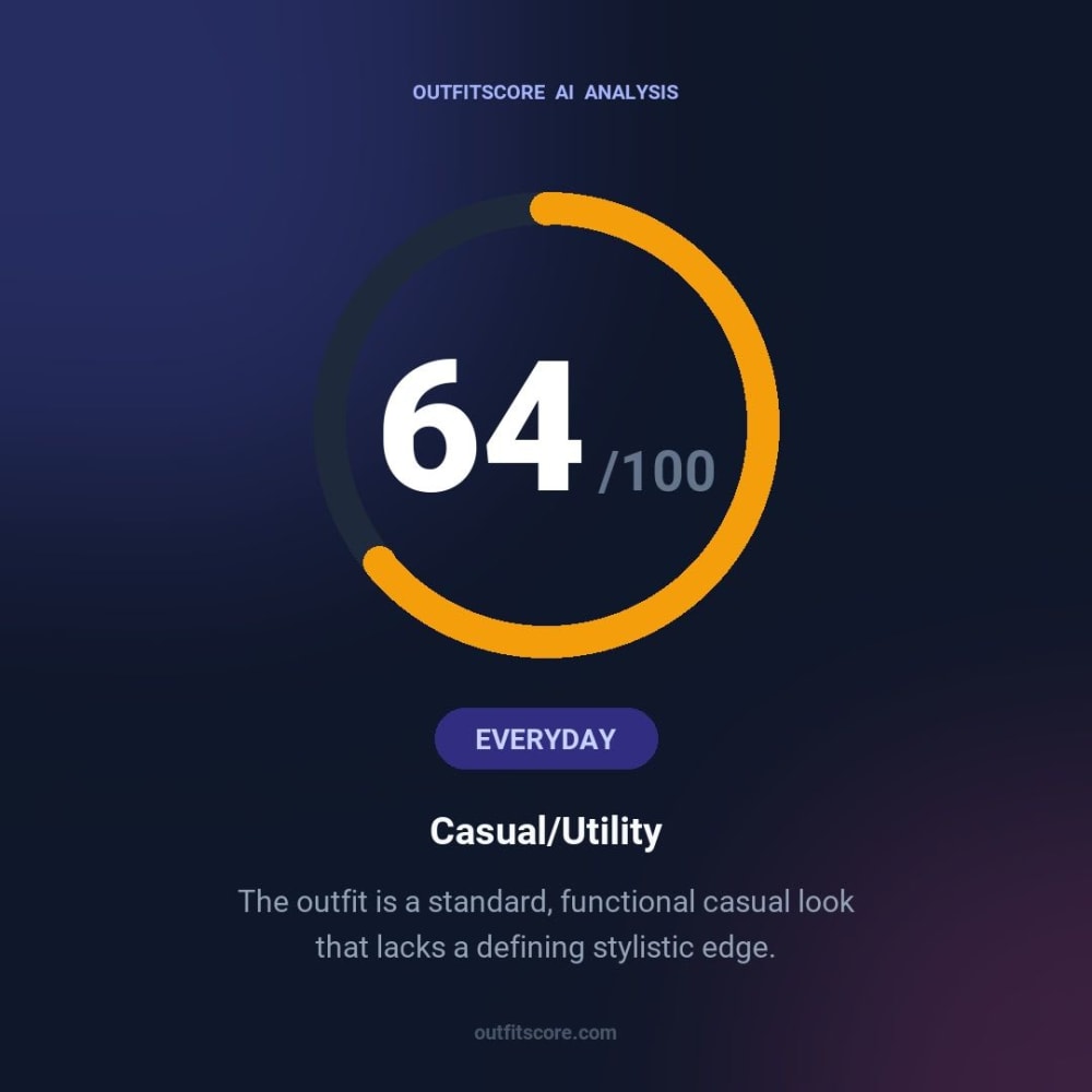 Everyday Casual/utility outfit scored 64/100