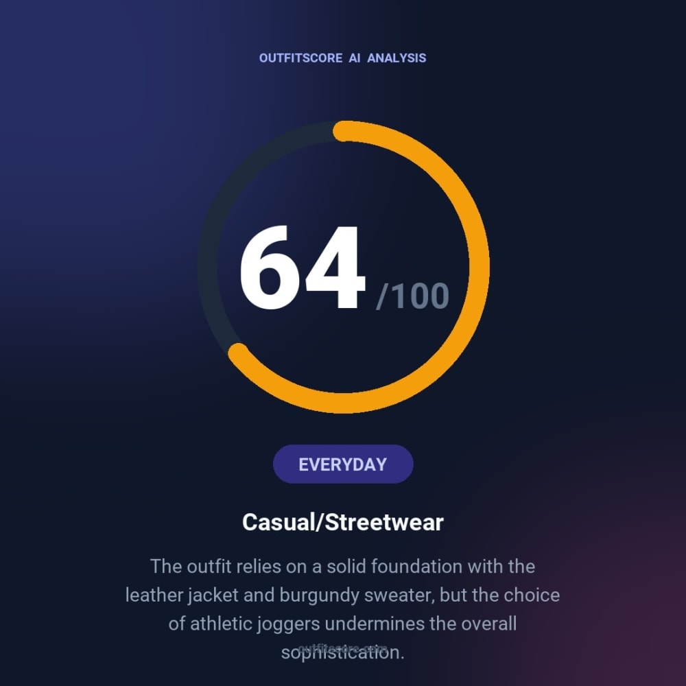 Everyday Casual/streetwear outfit scored 64/100