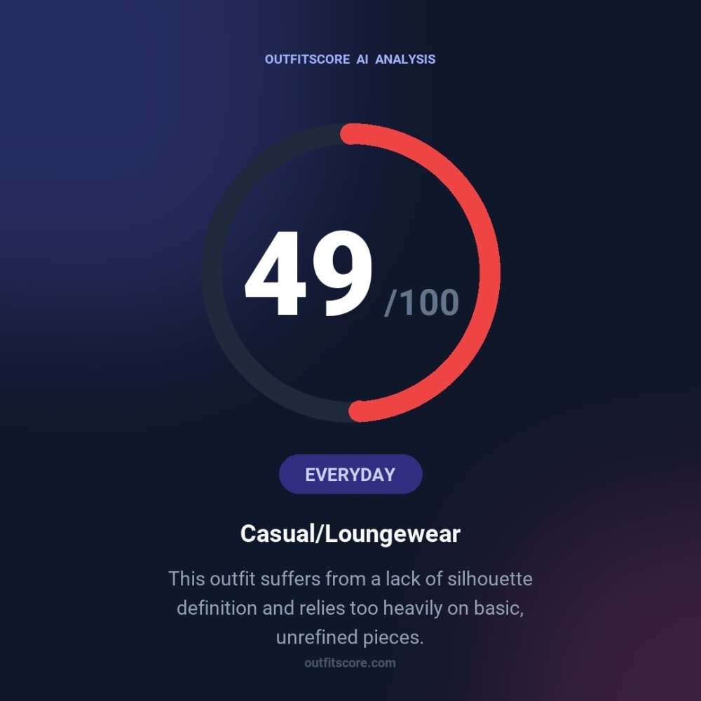 Everyday Casual/loungewear outfit scored 49/100