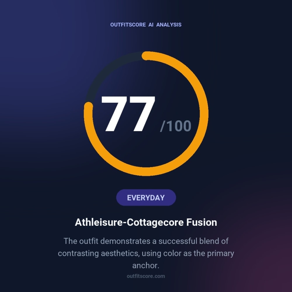 Everyday Athleisure-Cottagecore Fusion outfit scored 77/100