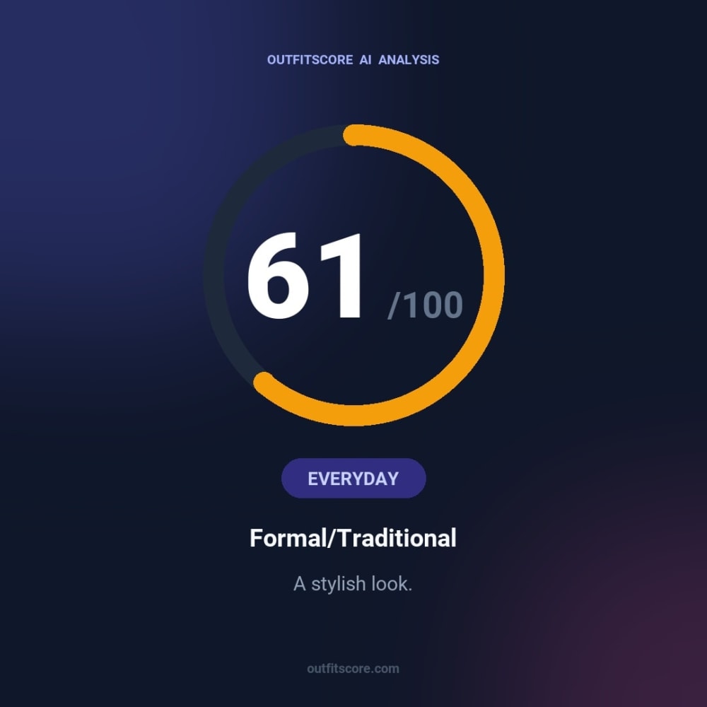 Everyday Formal/traditional outfit scored 61/100
