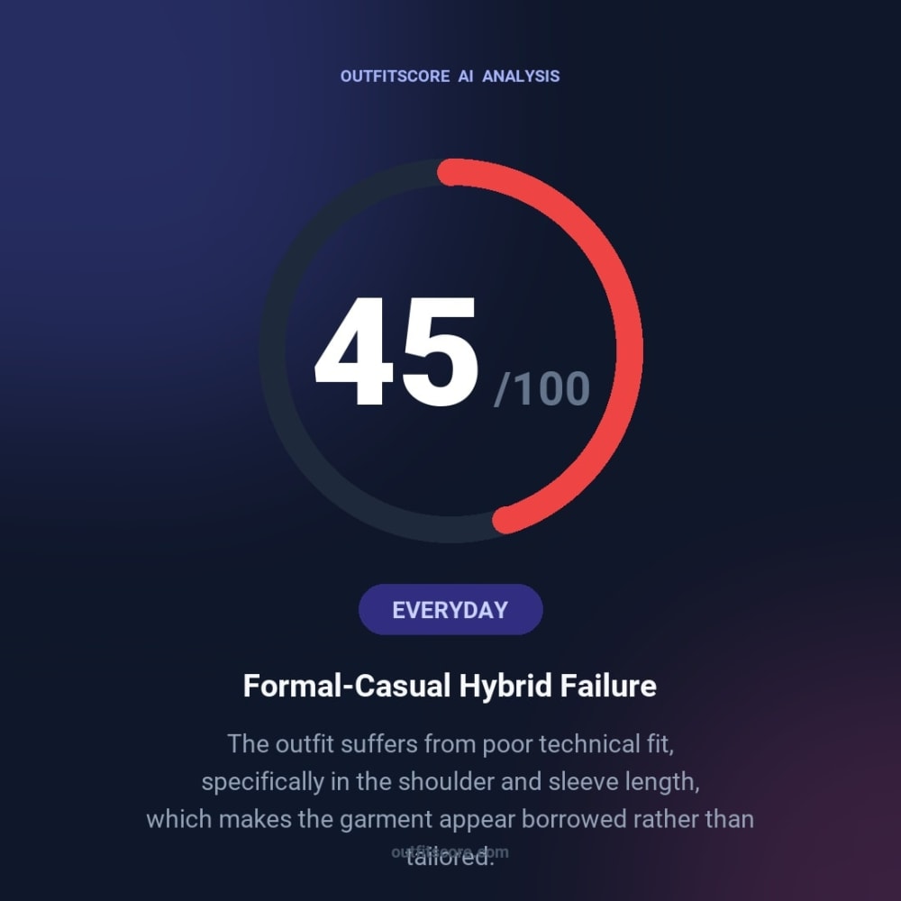 Everyday Formal-Casual Hybrid Failure outfit scored 45/100