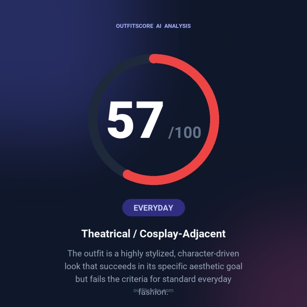 Everyday Theatrical / Cosplay-Adjacent outfit scored 57/100