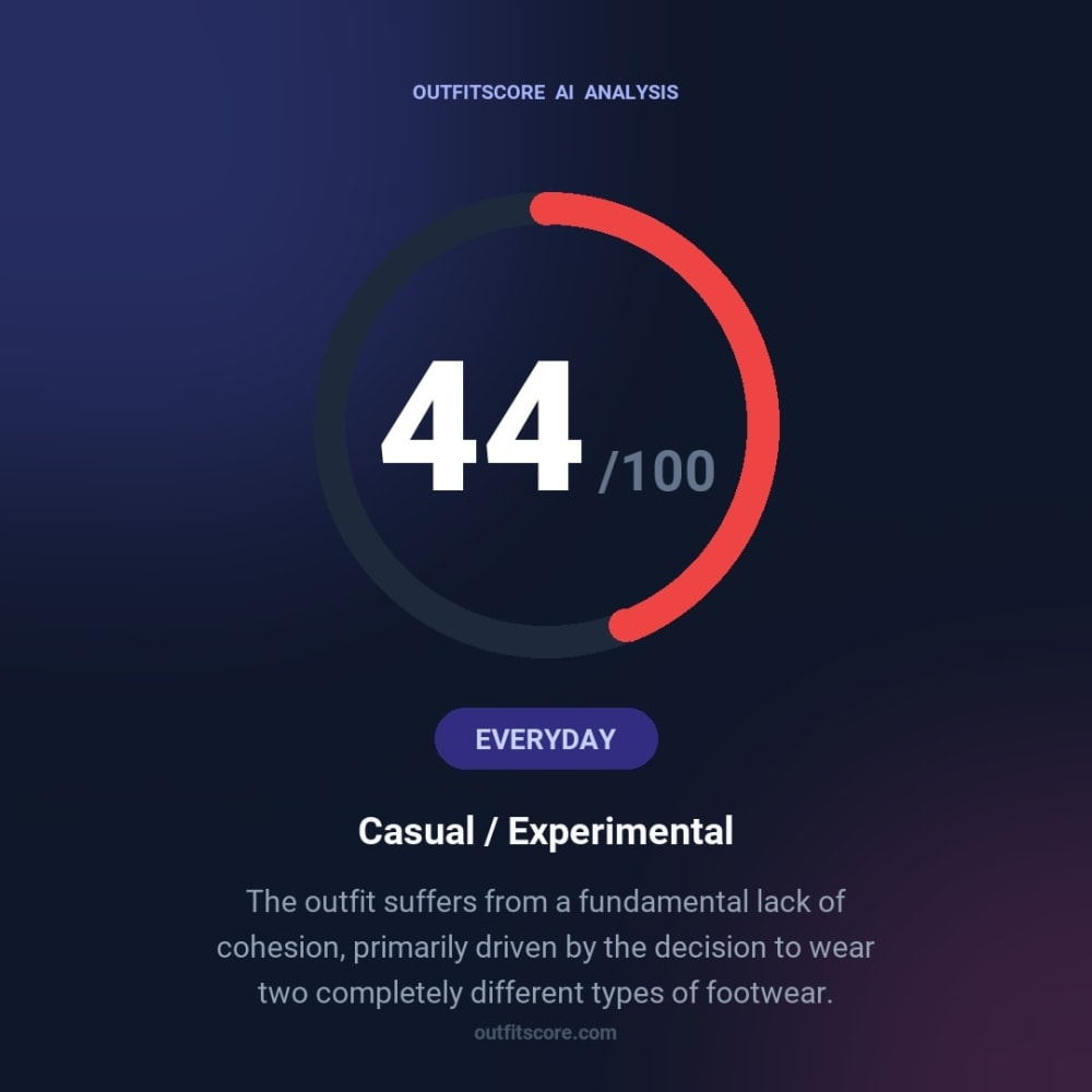 Everyday Casual / Experimental outfit scored 44/100