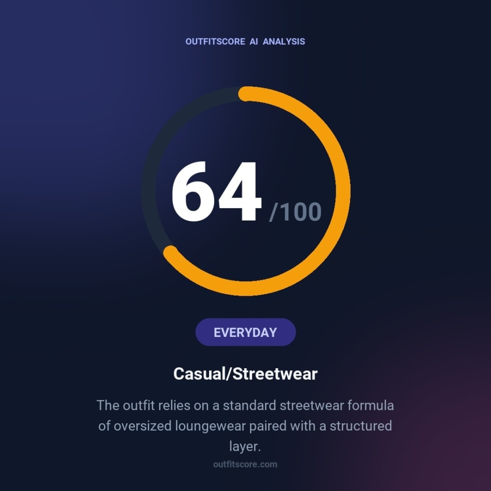 Everyday Casual/streetwear outfit scored 64/100