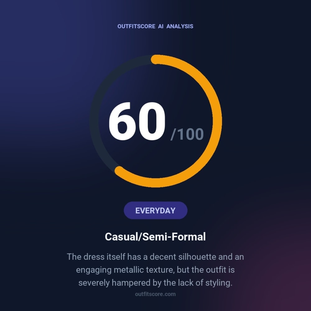 Everyday Casual/semi-Formal outfit scored 60/100