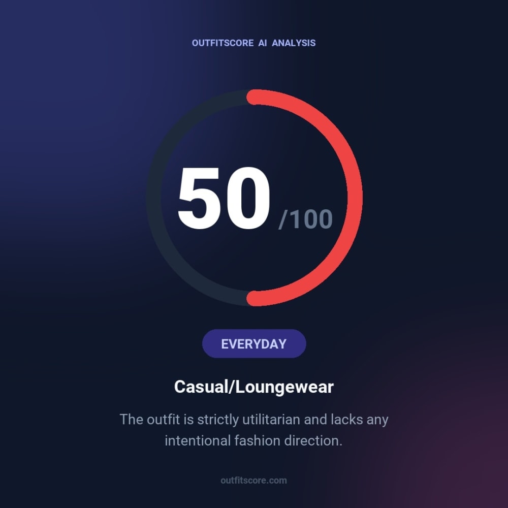 Everyday Casual/loungewear outfit scored 50/100