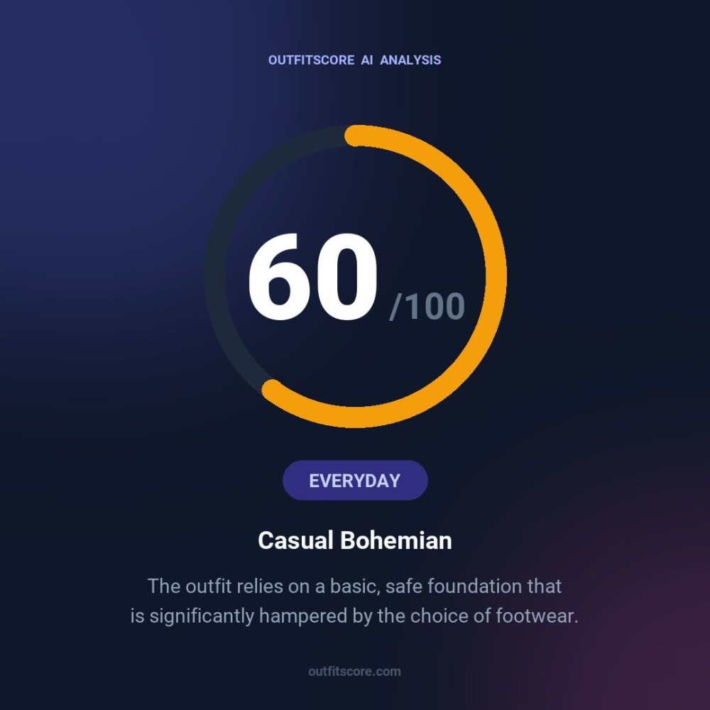 Everyday Casual Bohemian outfit scored 60/100