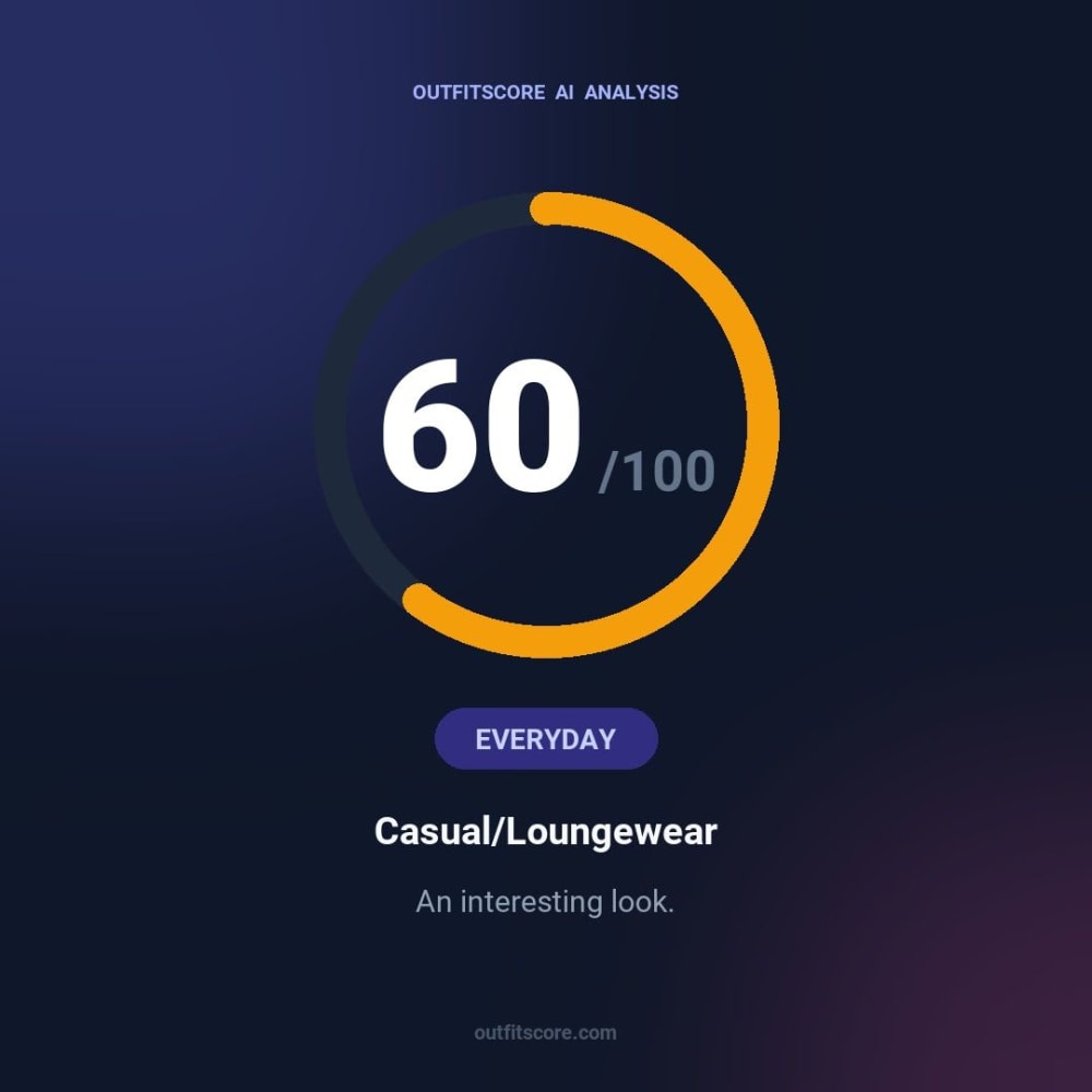 Everyday Casual/loungewear outfit scored 60/100