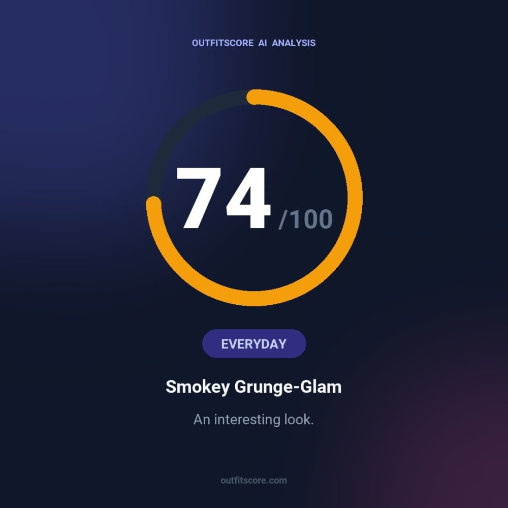 Everyday Smokey Grunge-Glam outfit scored 74/100