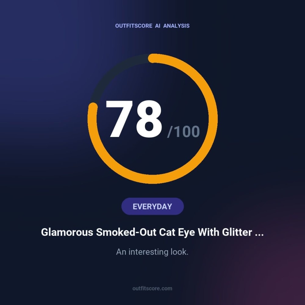 Everyday Glamorous Smoked-Out Cat Eye With Glitter Topper outfit scored 78/100