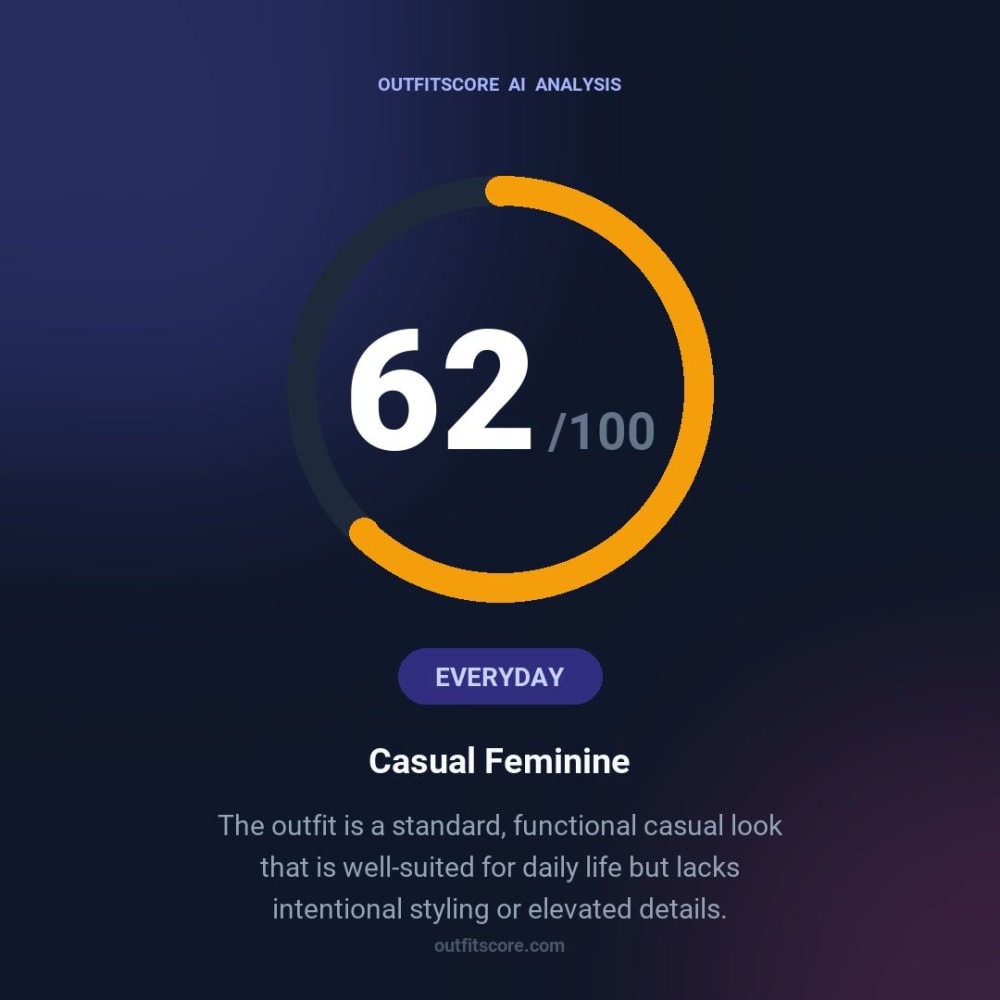 Everyday Casual Feminine outfit scored 62/100