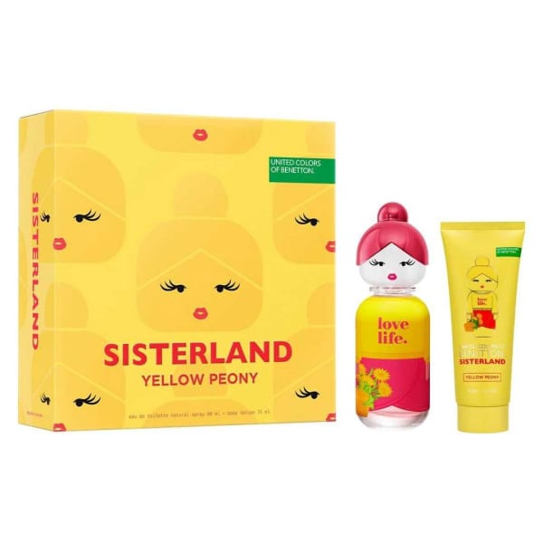 Benetton Sisterland Yellow Peony 80 ml Edt+crema Benetton — perfume original