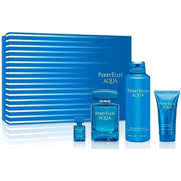 Perry E. Aqua 100 ml Edt+desodorante+gel+mini Perry Ellis — perfume original