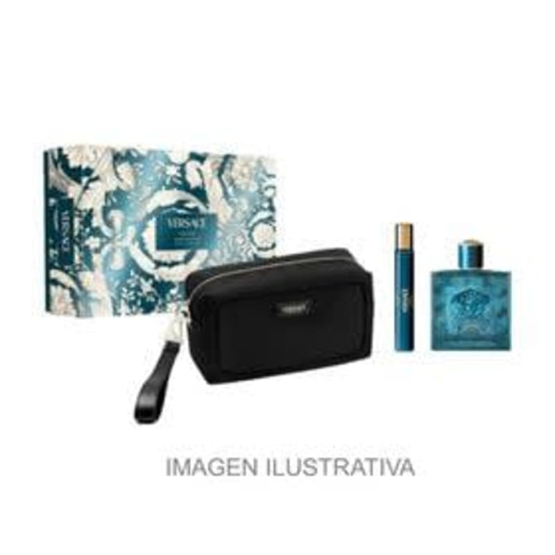Versace Eros 100 ml Edp+mini+neceser Versace — perfume original, frasco