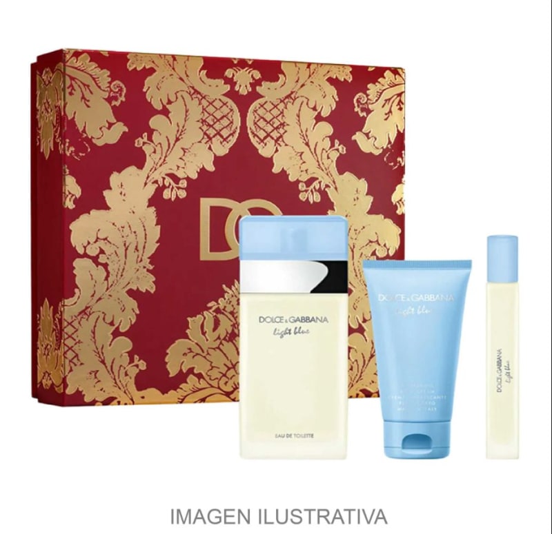Dolce & G. Light Blue 100 ml Edt+crema+mini Dolce & Gabbana — perfume original, frasco