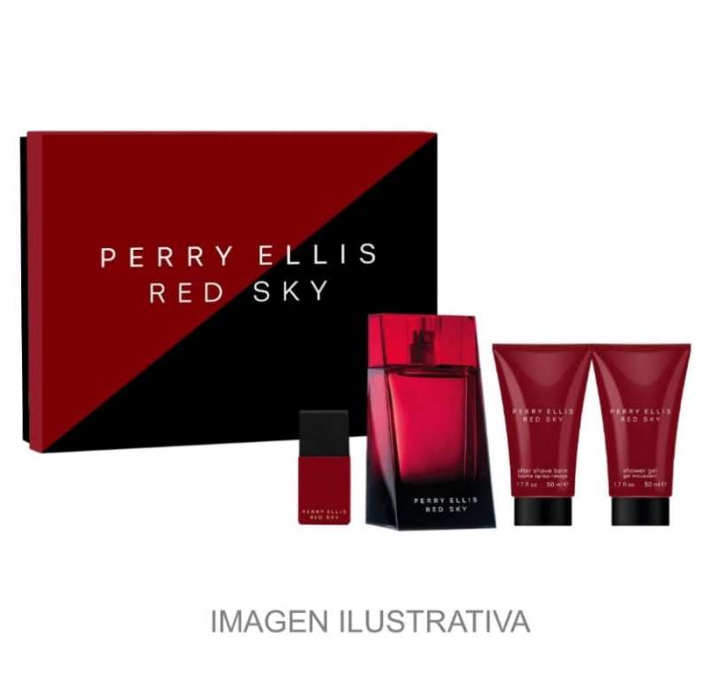 Perry E. Red Sky 100 ml Edt+gel+mini+after Perry Ellis — perfume original, frasco