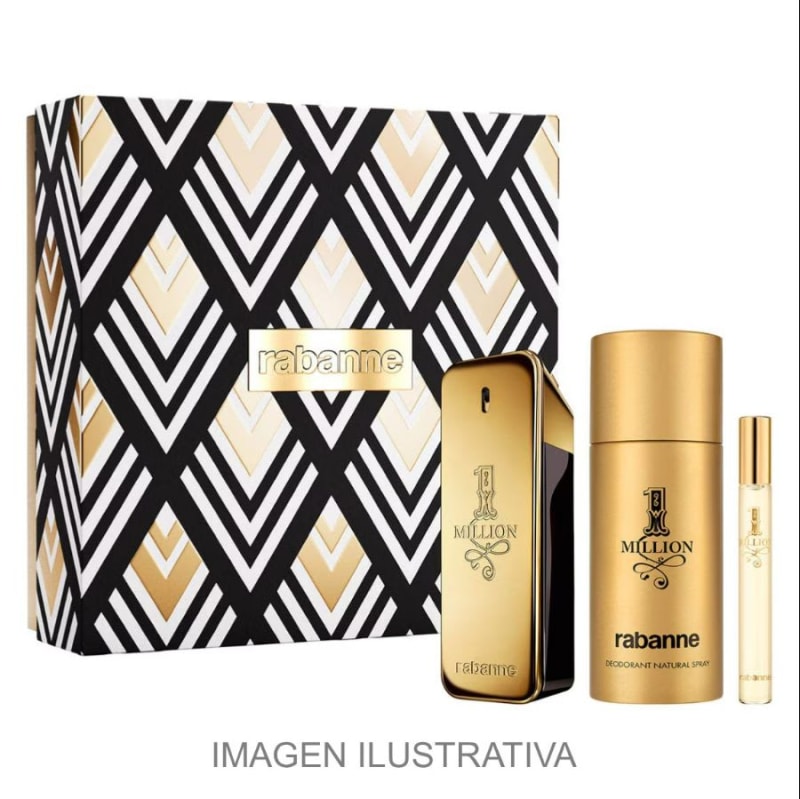 Paco R. 1 Million 100 ml Edt+desodorante+mini Paco Rabanne — perfume original, frasco
