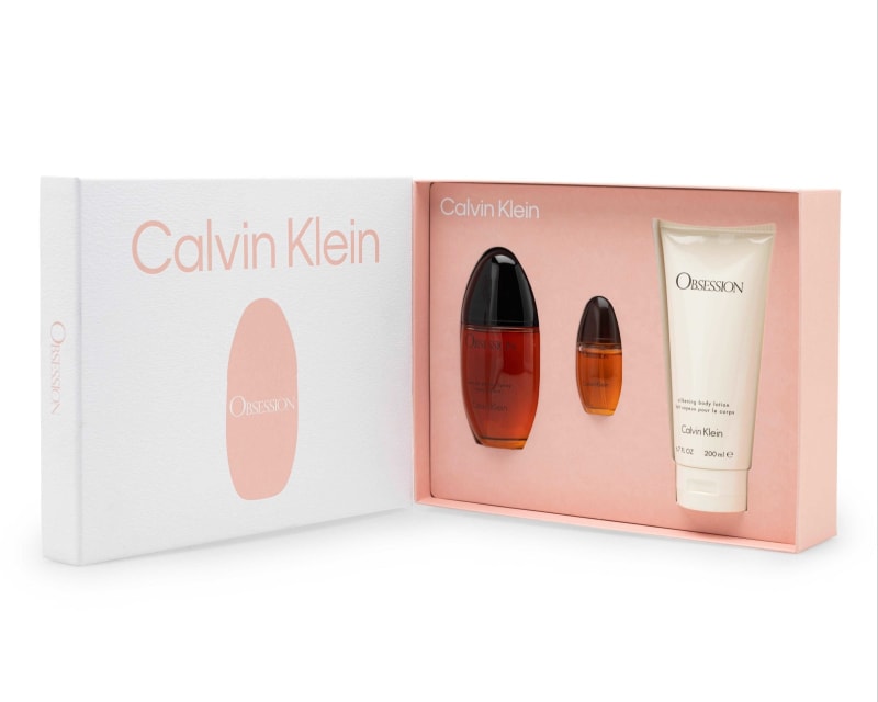 Calvin K. Obsession 100 ml Edp+mini+crema Calvin Klein — perfume original, frasco