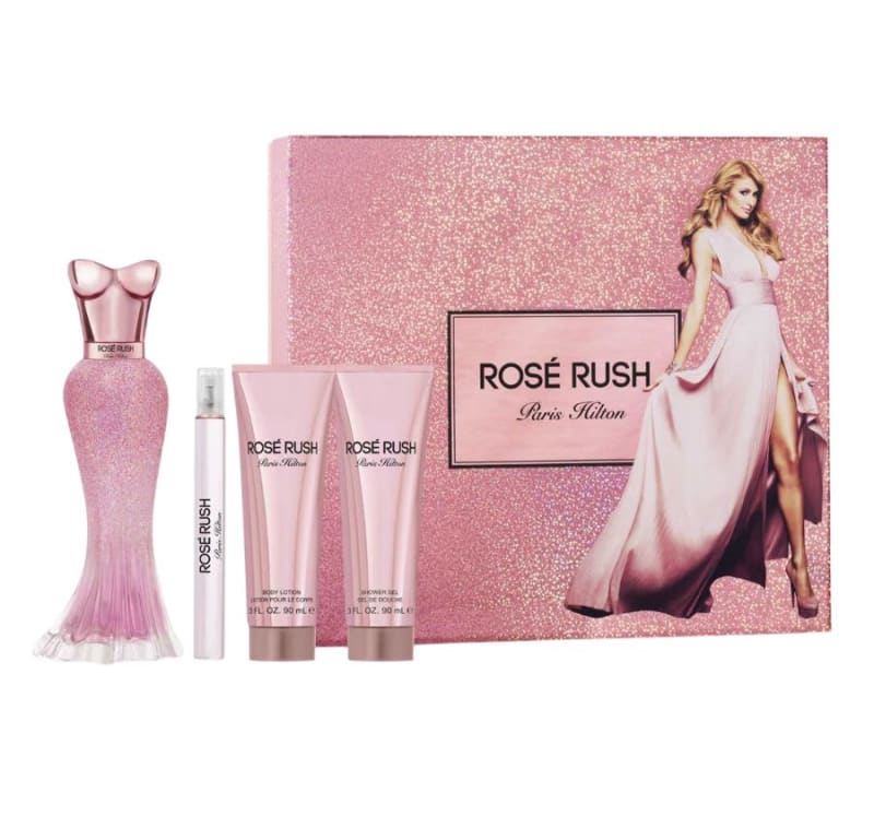 Paris H. Rose Rush 100 ml Edp+crema+gel+mini Paris Hilton — perfume original, frasco