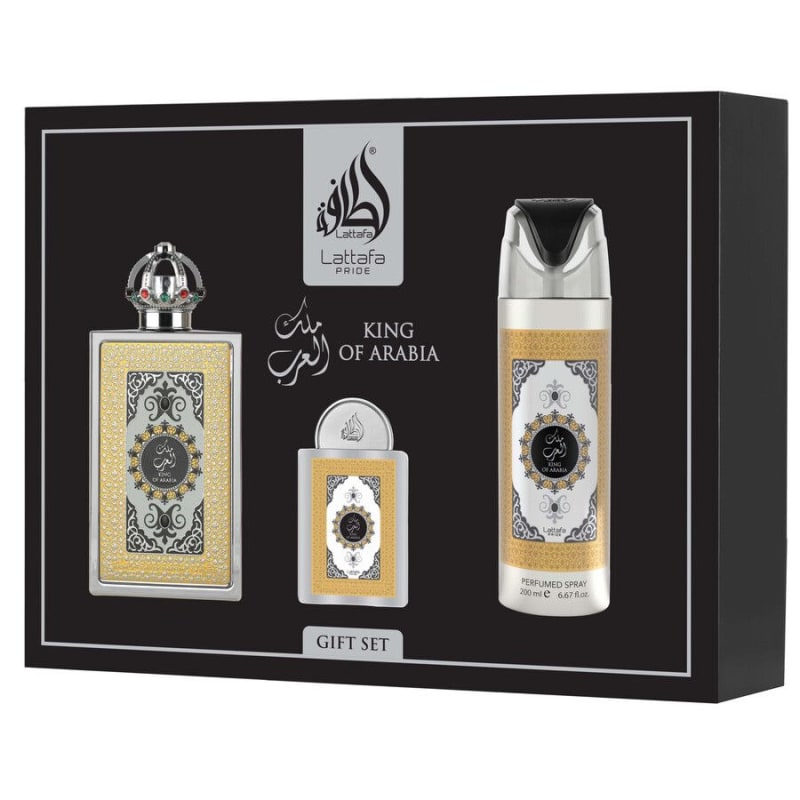 Lattafa King of Arabia 100 ml Edp+mini+desodorante+atomizador Lattafa — perfume original, frasco