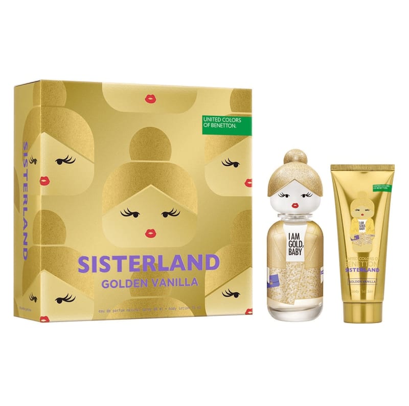 Benetton Sisterland Golden Vanilla 80 ml Edp+crema Benetton — perfume original, frasco