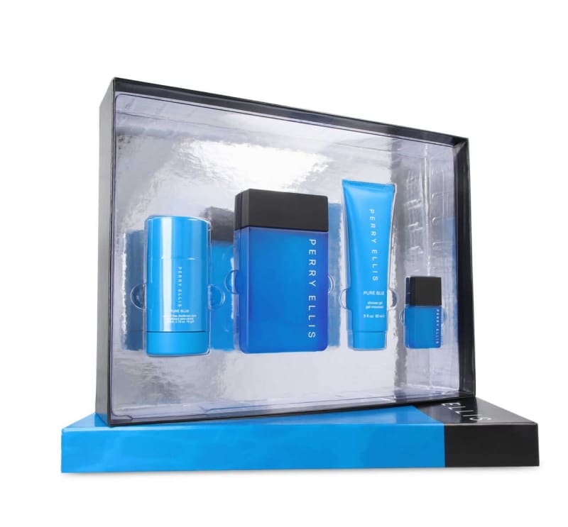 Perry E. Pure Blue 100 ml Edt+desodorante+gel+mini Perry Ellis — perfume original, frasco
