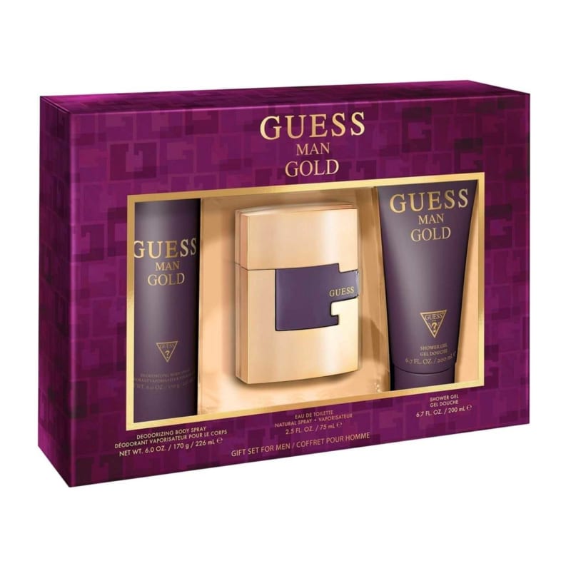 Guess Gold 75 ml Edt+gel+desodorante Guess — perfume original, frasco