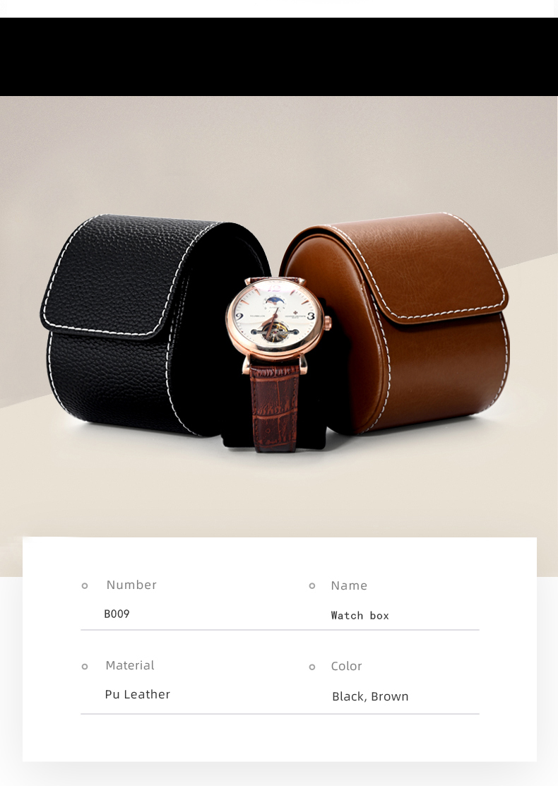 Oirlv Watch Box Travel Watch Case Watch Storage Display Box Single Portable Leather, Adult Unisex, Size: One size, Brown