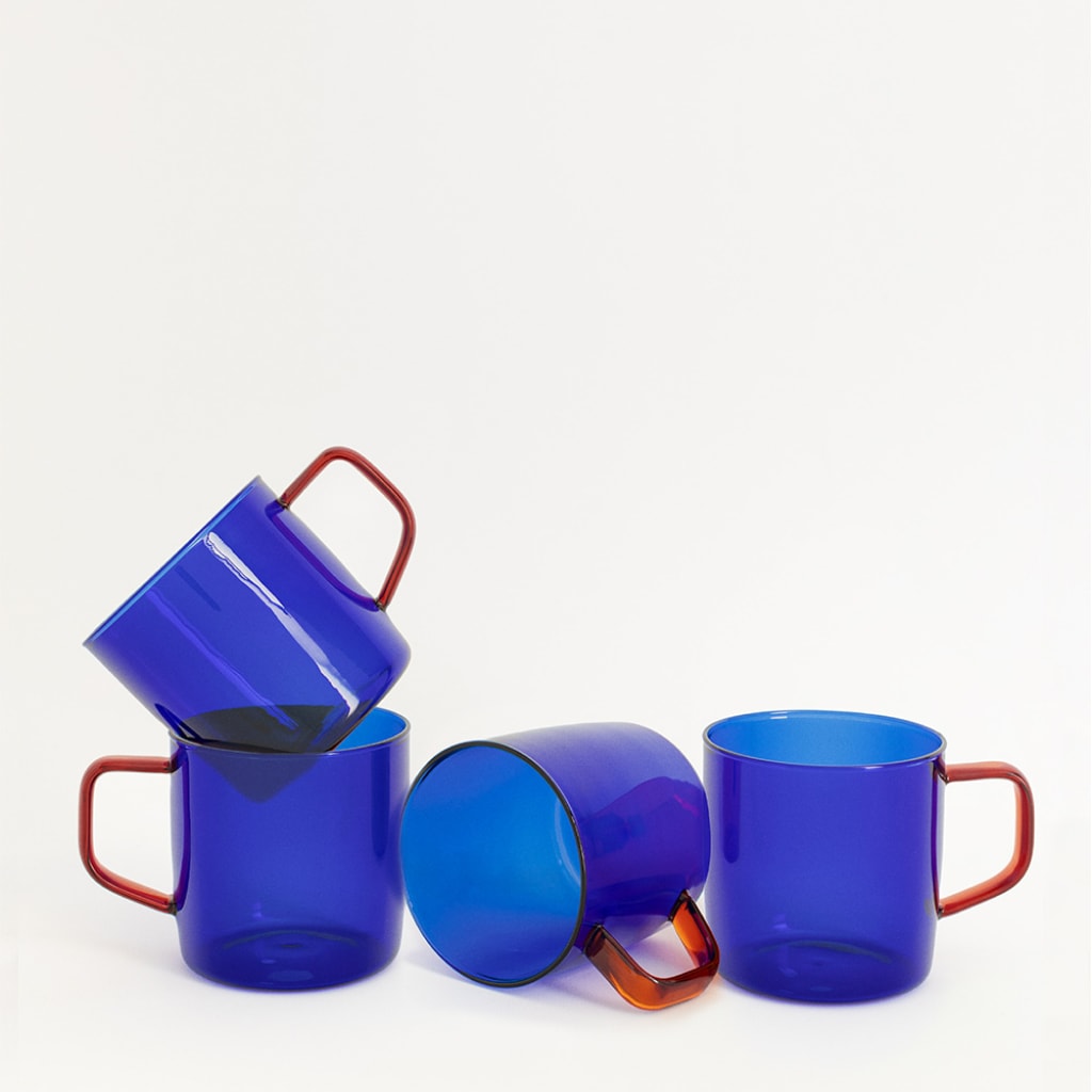 AMBAR COLLECTION - Set de 4 tazas 130 y 210ml de vidrio de borosilicato