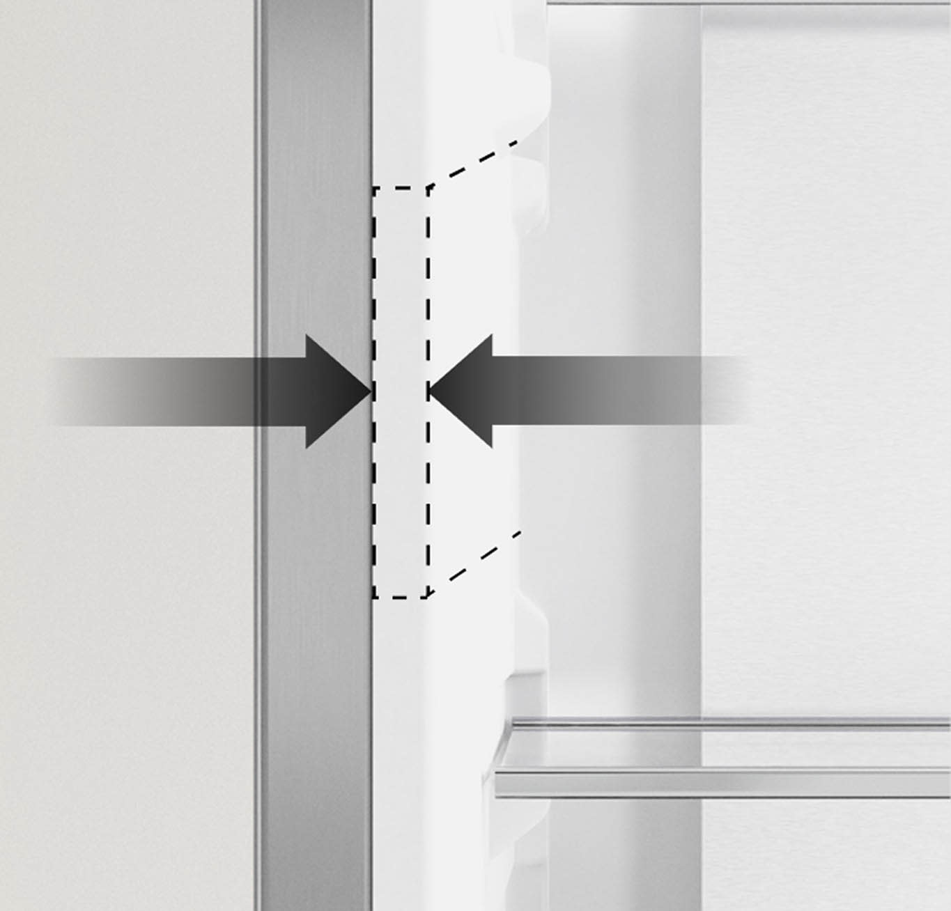 Con el fin de maximizar el espacio interior aprovechable, las paredes internas laterales de la nevera son de grosor reducido. Por tanto, la nevera tiene más espacio en su interior sin condicionar el aislamiento.