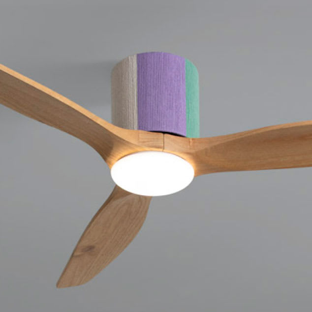 WIND CALM CUSTOM WOVEN - Ventoinha de teto silenciosa 40W Ø132 cm em madeira 100% com luz LED