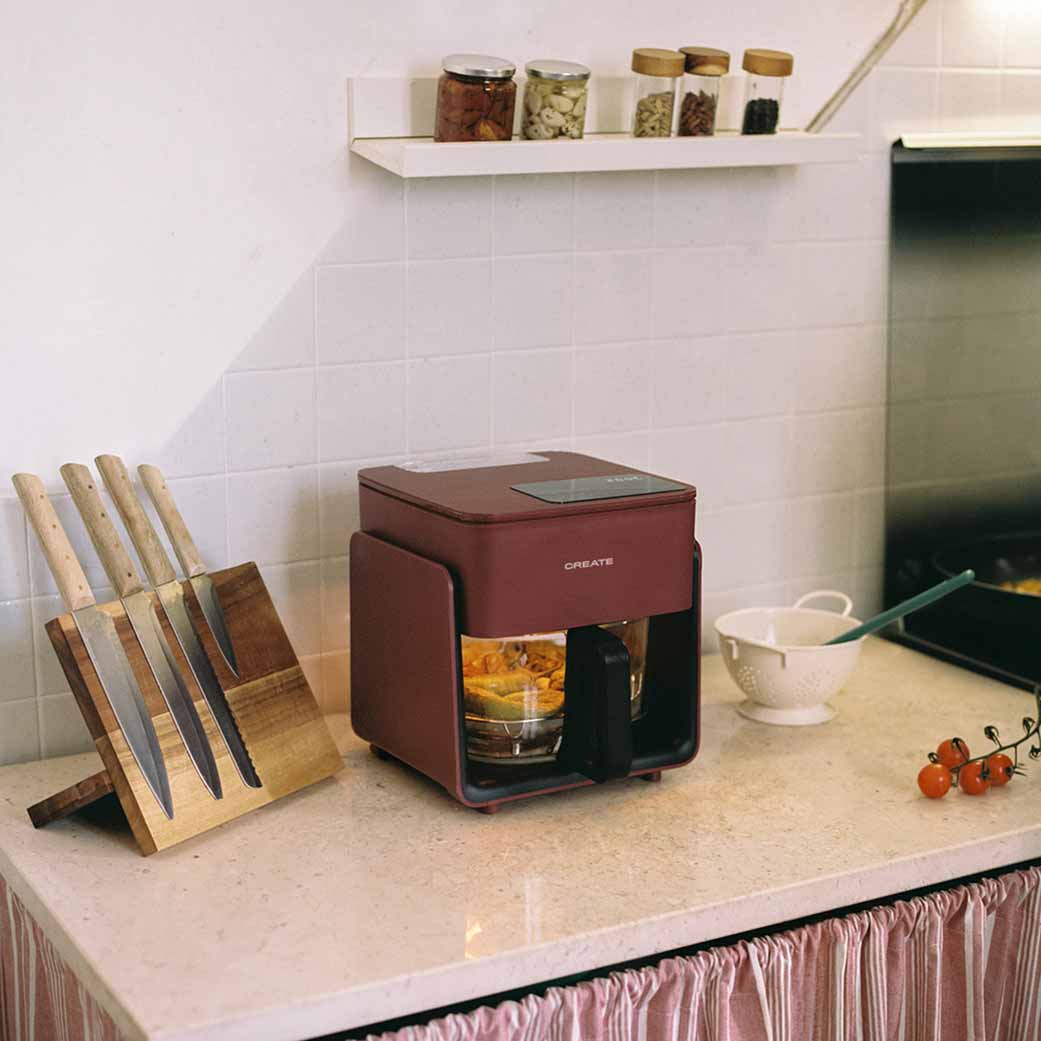 AIR FRYER STUDIO CRYSTAL - Friggitrice ad aria in vetro 4,2 L con vaporizzatore opzionale
