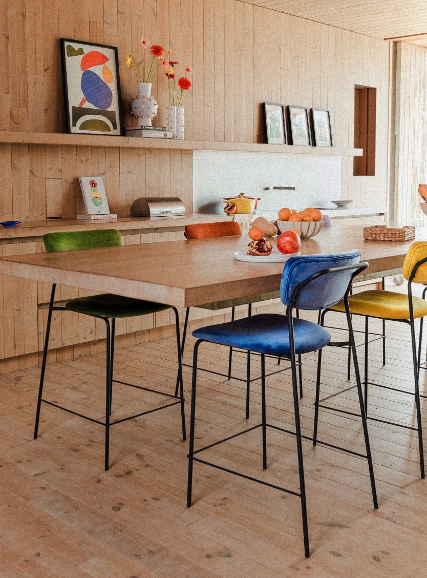 Tabouret Haut en Métal et Velours (70 cm) Morgan