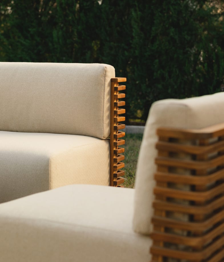 Outdoor Chair Acacia Wood and Fabric Hazan