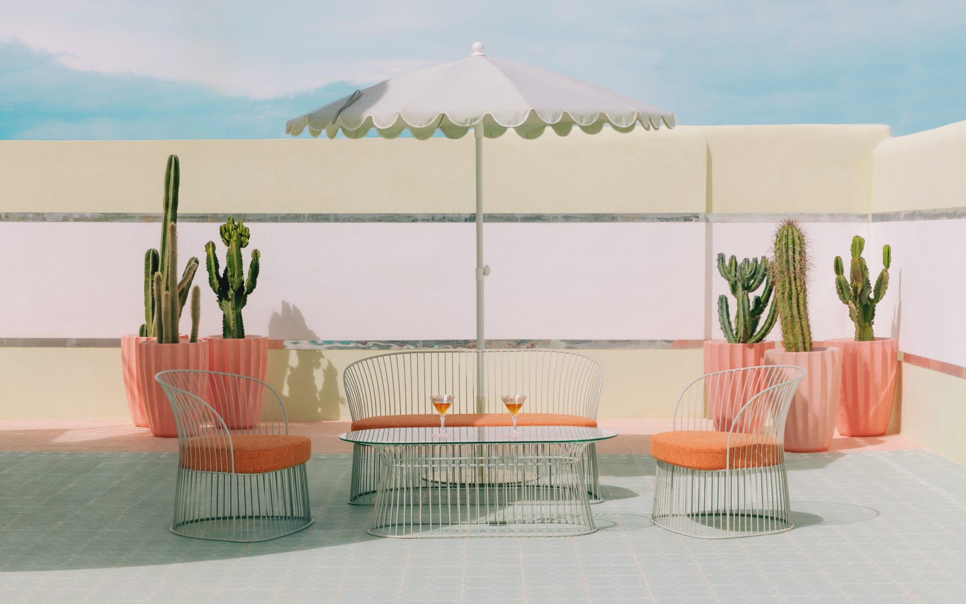 Uris Gartenset aus Metall und Stoff