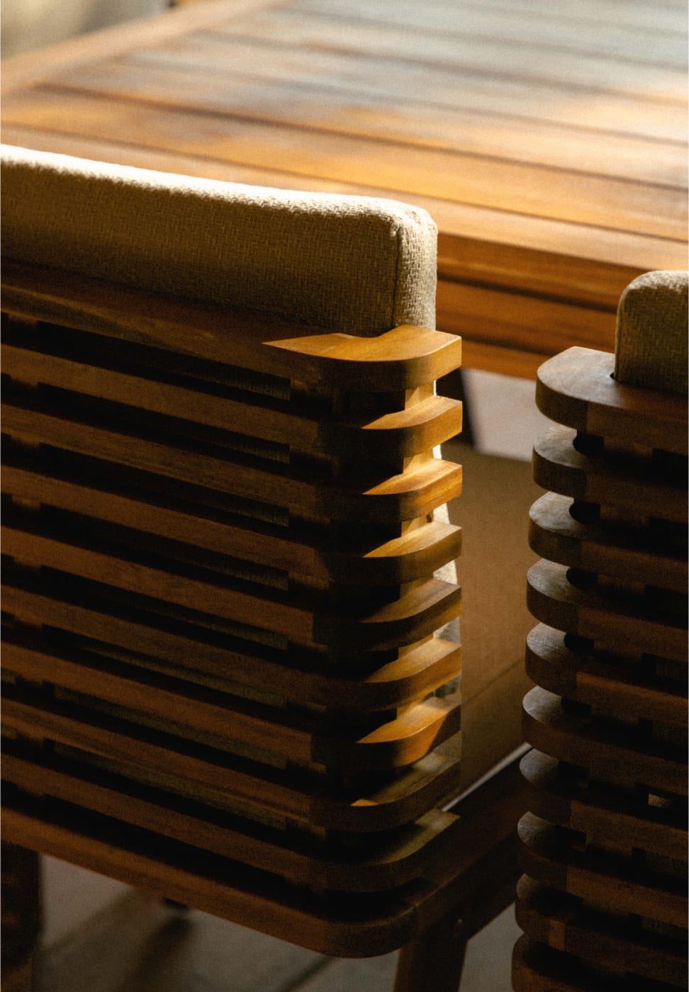 Cadeira de Exterior em Madeira de Acácia e Tecido Hazan