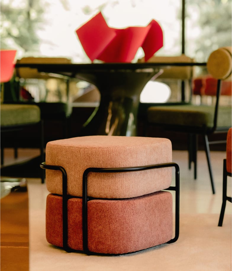 Pouf Rectangulaire avec Coussin Amovible en Tissu Elin